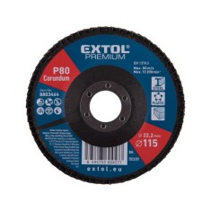 EXTOL PREMIUM disc lamelar pentru ?lefuirea o?elului, aluminiului, plasticului ?i lemnului, 115?22mm; P80, conic, max.:13.200 rot./min, E foto