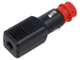 Mufă brichetă auto PRO CAR terminal cu șurub 12-24V 7,5A neagră cu siguranță