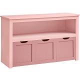 VASAGLE Dulap depozitare jucarii, din MDF, cu 3 compartimente detasabile pe roti, 30x102x60 cm, roz Household NewTrend