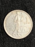 Moneda 1 Leu 1914 Argint Romania KM#42, 23mm, 5g, Argint 0.835 - Stare conform foto