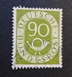 Germania (BRD 1951-1952) - Filatelie / Timbru Uzual "Posthorn" (90 Pfennig Verde-Măsliniu, Ștampilat / Used) CLK1