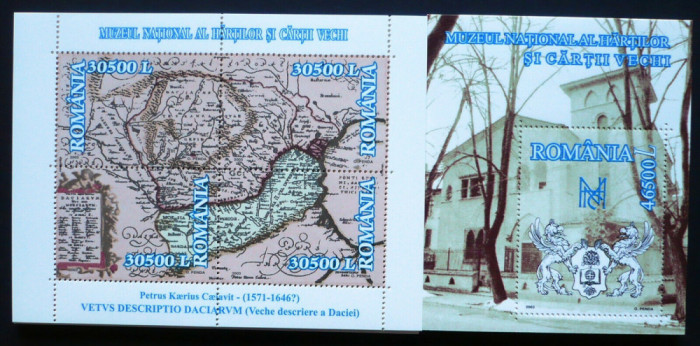 ROMANIA 2003 - Harti - Lp 1607 si 1608 Colita si blocul