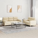 VidaXL Set de canapele cu perne, 2 piese, crem, material textil