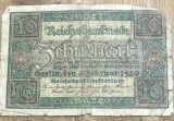 BNKSTR03DE Bancnotă Veche Germania 10 Mark 1920 (Reichsbanknote), Republica de la Weimar, Pentru Colecție / Colecționari Numismatică
