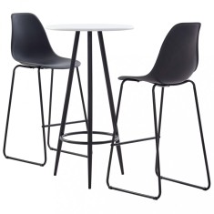 Gossi set mobilier de bar, 3 piese, negru, plastic