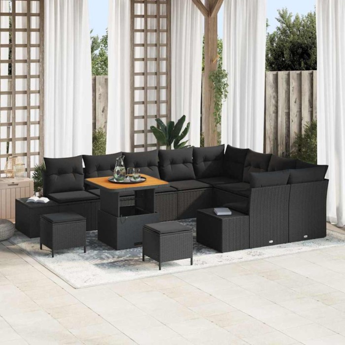 vidaXL Set de canapele pentru grădină 12 pcs Negru 80 x 80 x 71 cm 3364769