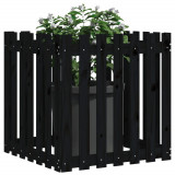Jardiniera gradina design gard negru 70x70x70 cm lemn masiv pin GartenMobel Dekor, vidaXL