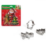 Forme Metalice pentru Biscuiți, Set 3 Bucăți, Crăciun, Multicolor, Dimensiune 10x8 cm, Potrivite pentru Mașina de Spălat Vase, Oem
