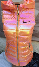 Vesta scurta dama cu gluga detasabila Nike portocaliu perlat masura M foto