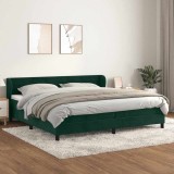 vidaXL Pat box spring cu saltea, verde &icirc;nchis, 200x200 cm, catifea 3127574