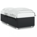 VidaXL Cadru de pat, negru, 90x190 cm, piele ecologică