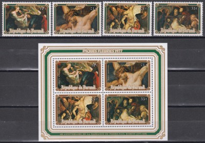 Burundi 1977 - 400 de ani de la nașterea lui Rubens, Serie + Colita PA, MNH foto