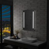 Oglinda cu LED de perete pentru baie, cu raft, 60 x 80 cm GartenMobel Dekor, vidaXL