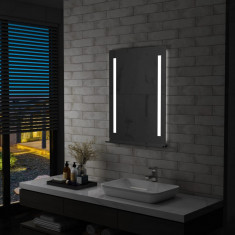 Oglinda cu LED de perete pentru baie, cu raft, 60 x 80 cm GartenMobel Dekor