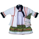 Costum Popular Oaș Botez Fetițe 1-3 Luni: Fustă, Cămașă, Palton, Batic, Botoșei, Traistă, Bumbac, Tradițional Rom&acirc;nesc, 62 cm