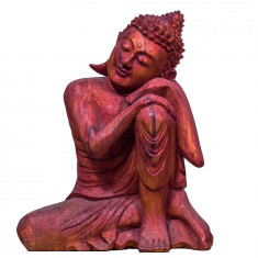 Statueta Resting Buddha Red Wood, L foto