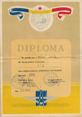 Diploma Evidentiat in munca 1970 foto