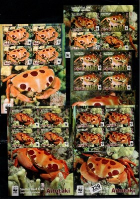 Aitutaki 2014 WWF Crabs 5 perf. sheets MNH M.380 foto