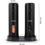Set 2 r&acirc;șnițe electrice pentru sare și piper, USB-C, 110 ml, negre