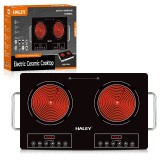 Plita cu Inductie HALEY, 2 Ochiuri &ndash; 3500W, Geam Cristal Negru, Timer, Control Tactil, Oprire Automata