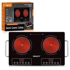 Plita cu Inductie HALEY, 2 Ochiuri &ndash; 3500W, Geam Cristal Negru, Timer, Control Tactil, Oprire Automata