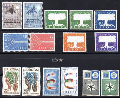 Lot 1957, EUROPA - CEPT, Belgia+Germania+Elvetia+Franta+Italia+Olanda+Saar, MNH foto