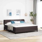 VidaXL Pat boxspring cu saltea Maro &icirc;nchis 180 x 200 cm țesătură