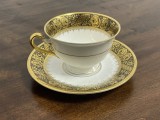 Ceasca cu farfurioara din portelan german ROSENTHAL Bavaria EMPIRE cu motive florale aurii