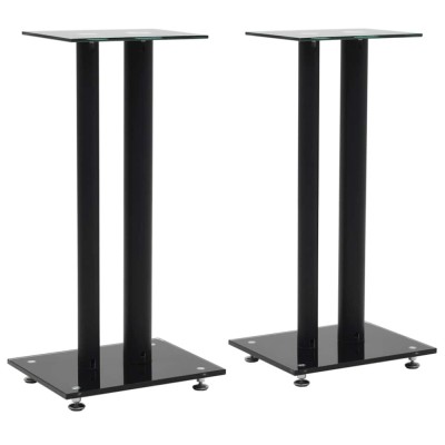 vidaXL Standuri boxe 2 buc, sticlă securizată, design 2 coloane, negru 50673 foto