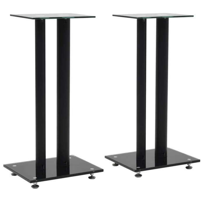 vidaXL Standuri boxe 2 buc, sticlă securizată, design 2 coloane, negru 50673