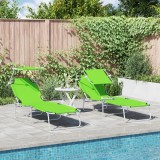 VidaXL șezlonguri pliabile 2 bucăți cu copertină Verde 600D Oxford Fabric