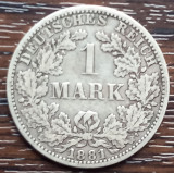 (A354) MONEDA DIN ARGINT GERMANIA - 1 MARK 1881, LIT. A, NECURATATA, Europa