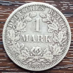 (A354) MONEDA DIN ARGINT GERMANIA - 1 MARK 1881, LIT. A, NECURATATA