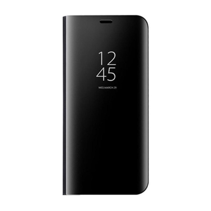 Husa pentru Samsung Galaxy S10 Plus - Flip Mirror tip Carte, Capac translucid, Neagra