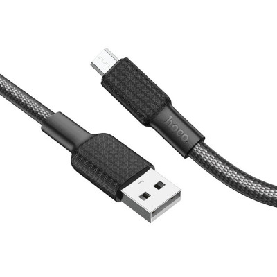 HOCO - Cablu de date (X69 Jaeger) - USB-A la Micro-USB, 12W, 2.4A, 1.0m - Negru / Alb foto