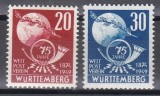 Germania - Zona Franceză - W&uuml;rttemberg 1949 - A 75-a aniversare a Uniunii Poștale Universale, Cota 16 EURO, MNH