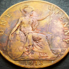 Moneda istorica 1 PENNY - MAREA BRITANIE / ANGLIA, anul 1913 *cod 3209 excelenta