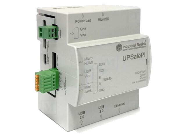 Modul UPS UPSafe Pi 2GBRAM Ethernet 12-24VDC - INDUSTRIAL SHIELDS