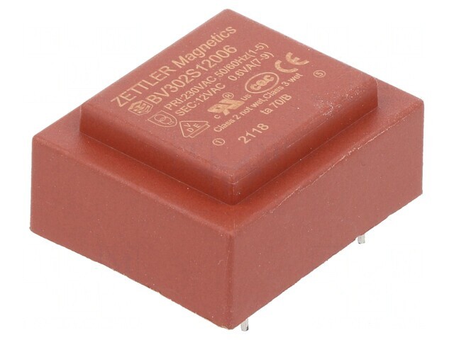 Transformator &icirc;ncapsulat 0,6VA 230V 12V PCB