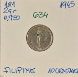 634 Filipine, Philippines 10 Centavos 1945 argint, KM#181