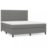 Cumpara ieftin Pat box spring cu saltea, gri inchis, 180x200 cm, textil