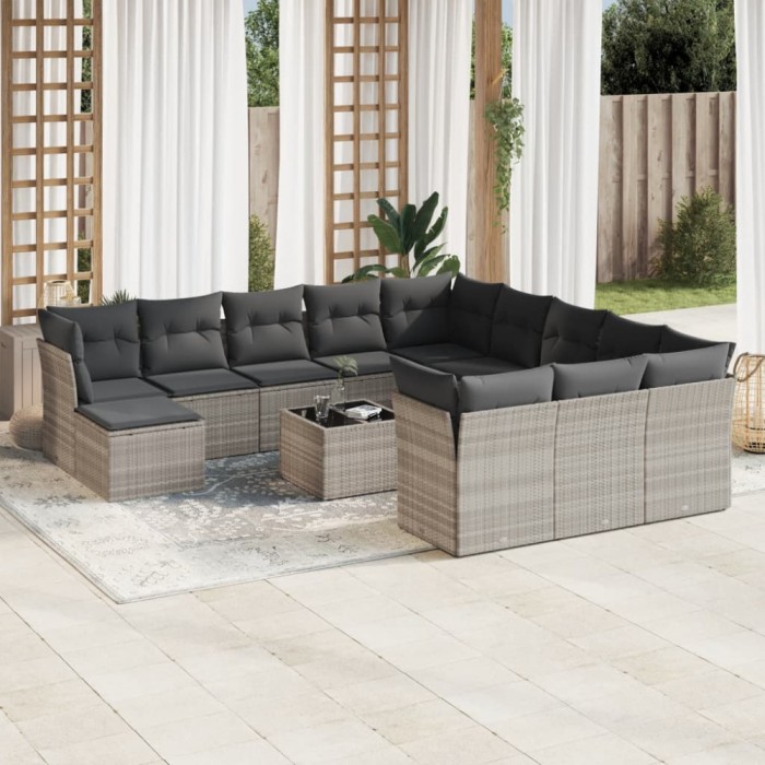 Gossi set canapele de gradina cu perne, 13piese gri deschis poliratan