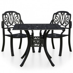 Set mobilier bistro, 3 piese, negru, aluminiu turnat foto