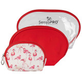 Portfard Travel Transparent &amp; Red, SensoPRO Flamingo, set 3 buc, Sensopro Milano