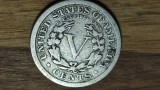 R08 SUA / USA -moneda de colectie istorica- 5 cents 1908 - Liberty Nickel - rara !, America de Nord