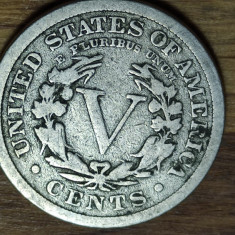 SUA / USA -moneda de colectie istorica- 5 cents 1908 - Liberty Nickel - rara !