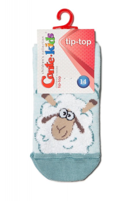 Șosete haioase cu model pufos Oiță, Conte Kids Tip-Top 423 - Turcoaz Pal, 21-23 (14)