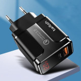 Incarcator retea cu port USB si USB Type C Quick Charge 3,0 Negru, Universal