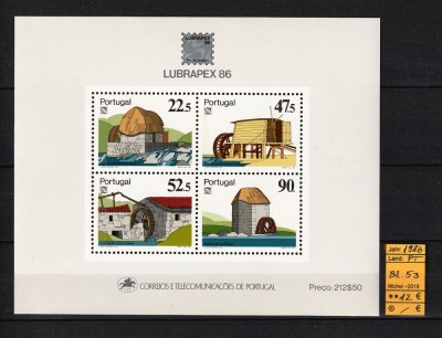 Portugalia, 1986 | Tipuri de Mori de Apă - Expo LUBRAPEX Rio &amp;#039;86 | MNH | aph foto