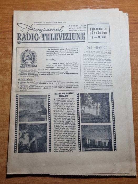 programul radio tv 5 mai 1966 - programul pe saptamana 8 - 14 mai